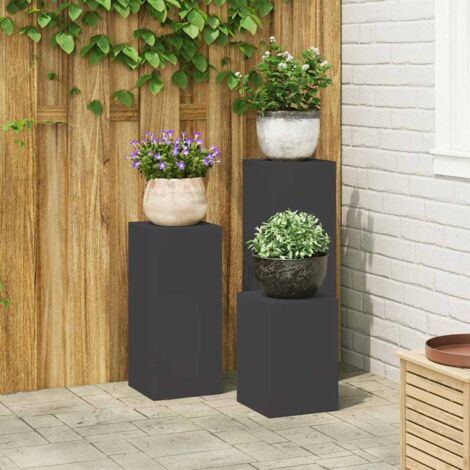 vidaXL Plant Stand 3 pcs Black Cold-rolled Steel