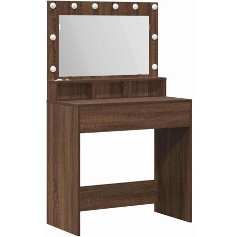 vidaXL Table de Toilette avec étagère Chêne brun 75,5 x 41 x 135 cm