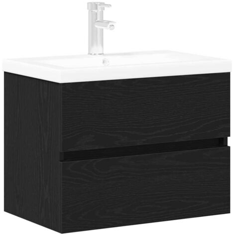 vidaXL Meuble de Lavabo de Salle de Bain Chêne noir 60 x 39 x 62 cm
