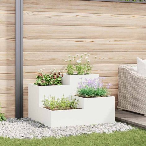 Cache-pot de jardin Blanc 80 x 80 x 60 cm Acier vidaXL