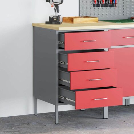 Armoire de Travail Rouge 50x55x85 cm Acier (1/5)