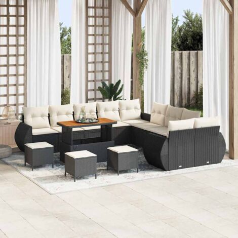 Ensemble de canapé de jardin 14 pcs Noir polyrotin vidaXL (1/5)