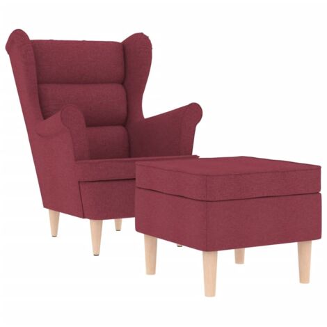 Fauteuil avec repose-pied Rouge bordeaux Tissu vidaXL