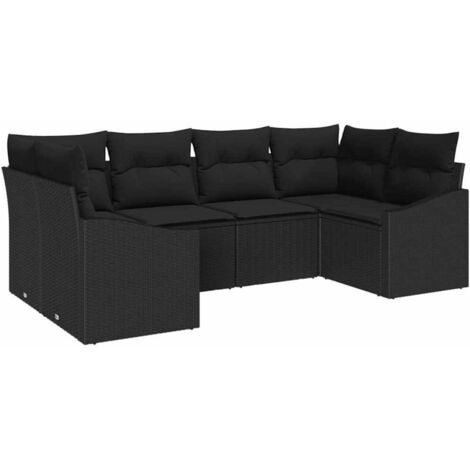 vidaXL Ensemble de canapé de jardin avec stockage 6 pcs Noir polyrotin (1/5)