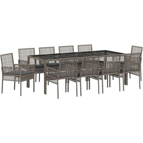 vidaXL Ensemble de salle à manger pour jardin 11 pcs Gris Poly rotin