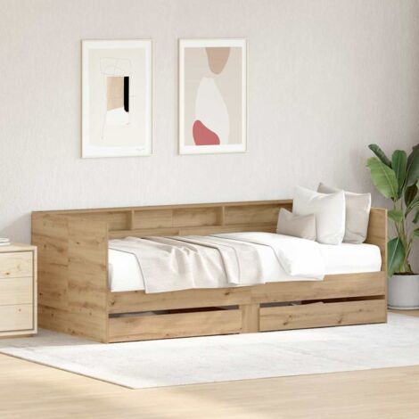 Lit d'appoint Chêne artisanal 100 x 200 cm Bois d'ingénierie vidaXL