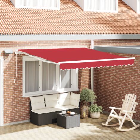 vidaXL Auvent rétractable Rouge 350 x 250 cm Tissu et Aluminium (1/5)