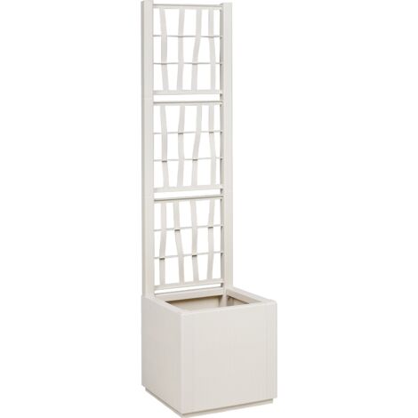 vidaXL Bac à fleurs avec Treillis Blanc 36 x 36 x 140 cm PP