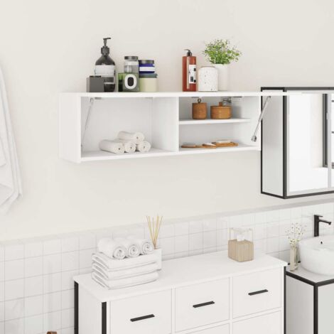 Vidaxl – Armoire murale de salle de bain blanche 100x25x30 cm – Bois d'ingénierie résistant à l'humidité – Ouverture douce avec vérin à gaz