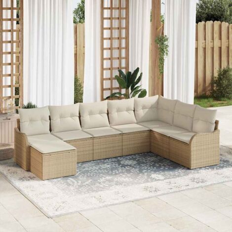 vidaXL Ensemble de canapé de jardin 8 pcs Beige polyrotin (1/5)