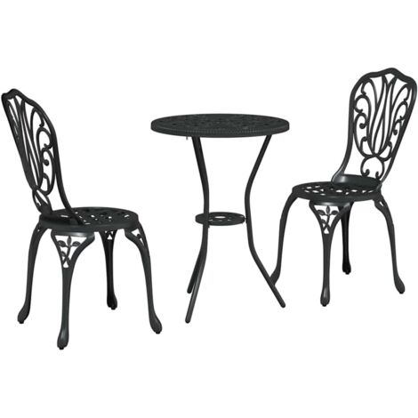 Ensemble bistro de jardin 3 pcs Noir Aluminium vidaXL (1/5)