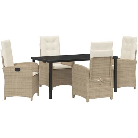 vidaXL Ensemble de salle à manger pour jardin 5 pcs Beige polyrotin (1/5)