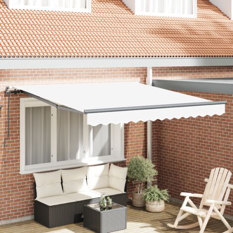 Auvent Rétractable Blanc 350 x 250 cm tissu vidaXL