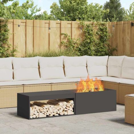 Vidaxl – Brasero extérieur noir 160 x 45 x 35 cm – Acier laminé à froid – Résistant aux intempéries – Température maximale 600 ℃