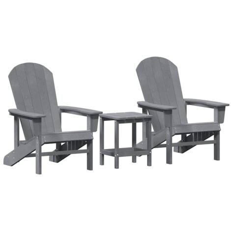 vidaXL Chaise de jardin 3 pcs Gris clair Polyéthylène (1/5)