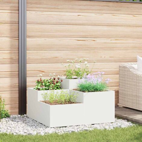 Cache-pot de jardin Blanc 100 x 100 x 48 cm Acier vidaXL