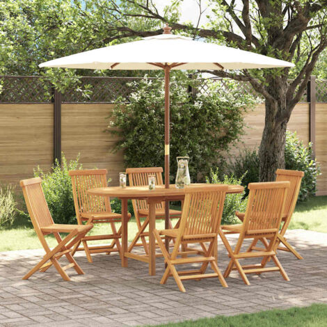 Ensemble de salle à manger pour jardin 7 pcs Marron vidaXL (1/5)