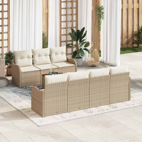 Ensemble de canapé de jardin 8 pcs Beige et blanc vidaXL (1/5)