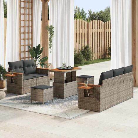 vidaXL Ensemble de canapé de jardin avec coussin 8 pcs Gris (1/5)