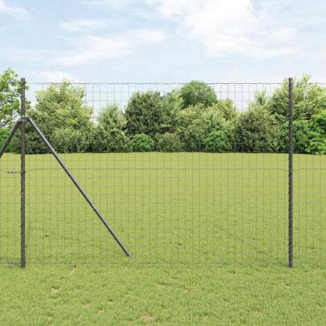 vidaXL  Euro Fence  Black 1.6 x 10 m PVC-coated iron