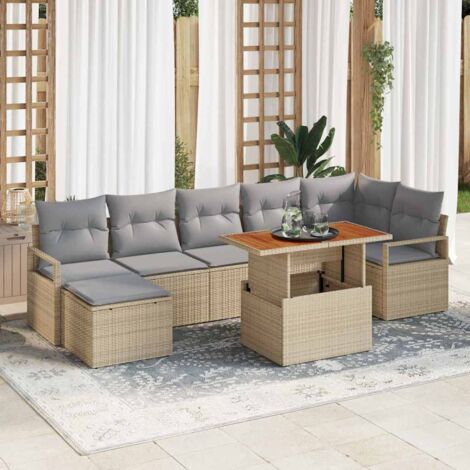 Ensemble de salle à manger pour jardin 8 pcs Beige et gris vidaXL (1/5)