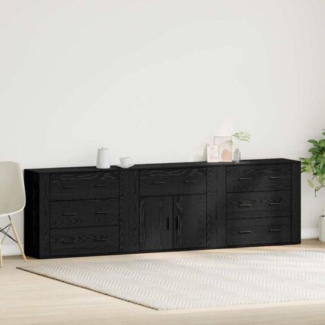 Vidaxl – Buffet en bois d'ingénierie chêne noir 240 x 33 x 70 cm – Avec tiroir et 2 portes – Design moderne pour salle à manger (1/5)