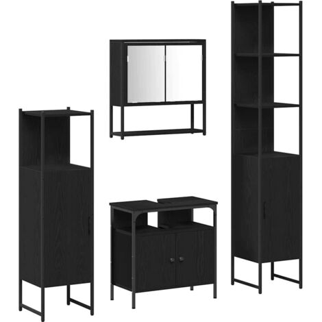 vidaXL Ensemble de mobilier de salle de bain 4 pcs Chêne noir (1/5)