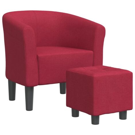 Chaise cabriolet avec repose-pied rouge bordeaux tissu vidaXL