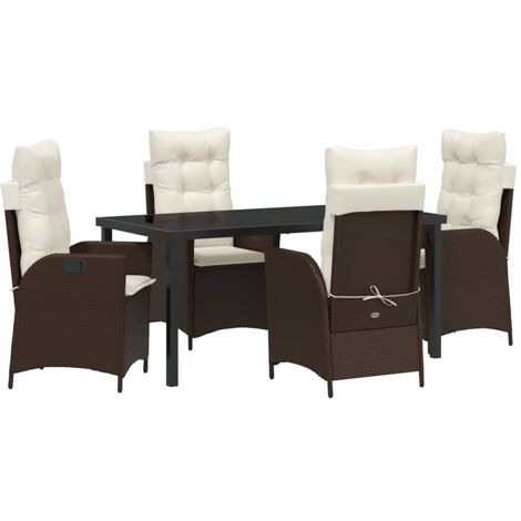 vidaXL Ensemble de salle à manger pour jardin 5 pcs Marron polyrotin (1/5)