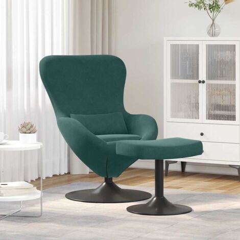 Chaise Œuf avec Pouf Vert foncé 63 x 73 x 90 cm Velours vidaXL