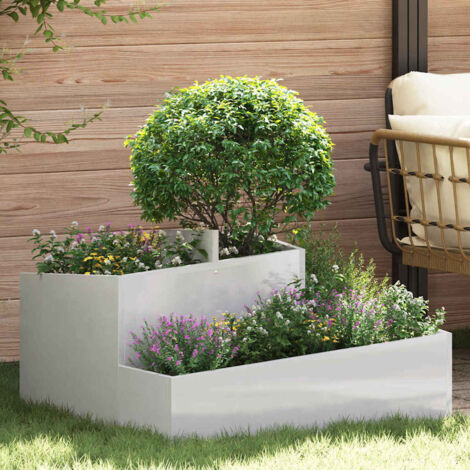 Cache-pot de jardin Argent 80 x 80 x 50 cm Acier inoxydable vidaXL