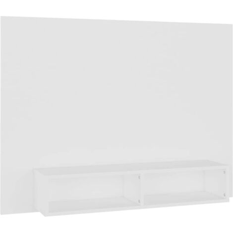 Vidaxl – Meuble TV mural blanc 120x23,5x90 cm – Bois d’ingénierie durable – Compartiments ouverts pour magazines et décorations