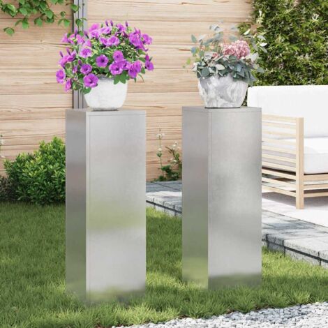 vidaXL Support de Plante 2 pcs Argent 24 x 24 x 75 cm Acier inoxydable (1/5)