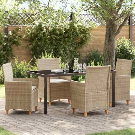 vidaXL Ensemble de salle à manger pour jardin 5 pcs Beige polyrotin (1/5)