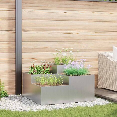 vidaXL Cache-pot de jardin Argent 100 x 100 x 48 cm Acier galvanisé