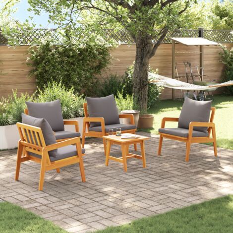 Ensemble bistrot avec coussin 5 pcs Marron Bois d'Acacia Massif vidaXL (1/5)