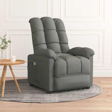 Vidaxl – Fauteuil relax gris foncé en tissu – 3 positions d'inclinaison – 6 points de massage avec télécommande – Dimensions 74x99x102 cm (1/6)