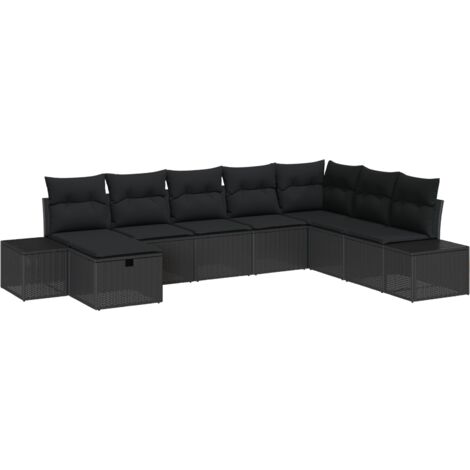 Ensemble de canapé de jardin 8 pcs Noir 55 x 62 x 69 cm vidaXL