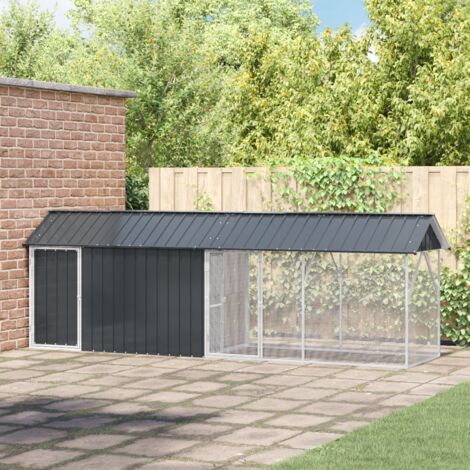 vidaXL Aviary pour oiseaux , anthracite, 112 x 442 x 141 cm, en acier.