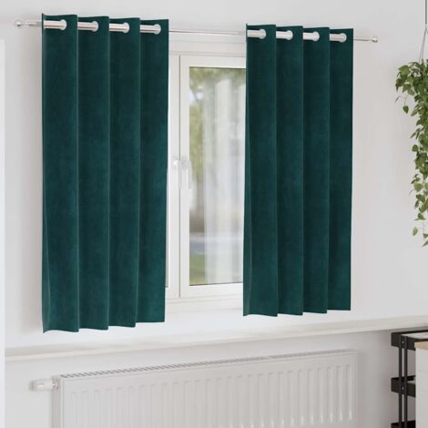 Rideaux 2 pcs Vert foncé 140 x 175 cm Velours vidaXL