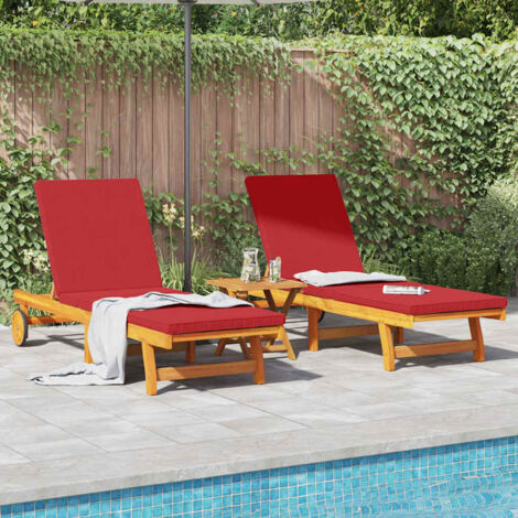 vidaXL Transat 2-personne 2 pcs Marron Bois d'Acacia Massif