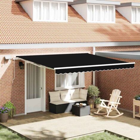 vidaXL Auvent Rétractable avec Noir 400 ×300 cm tissu