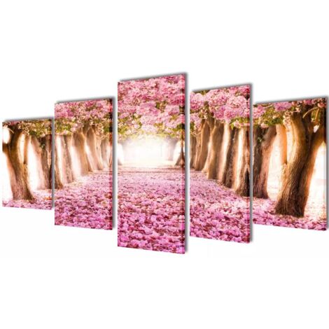 Set de toiles murales imprimées Cerisiers en fleurs 100 x 50 cm vidaXL