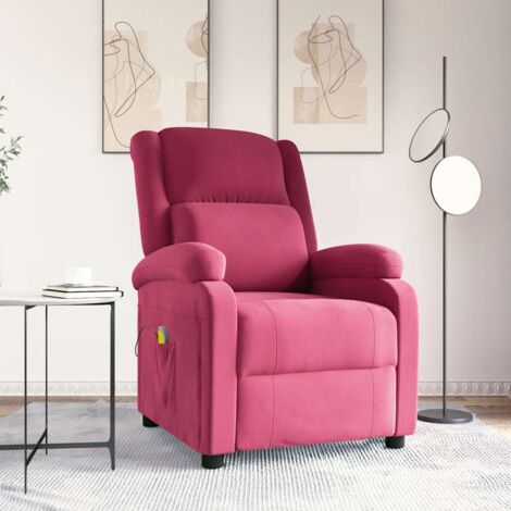 Fauteuil de massage Rouge bordeaux Velours vidaXL (1/5)