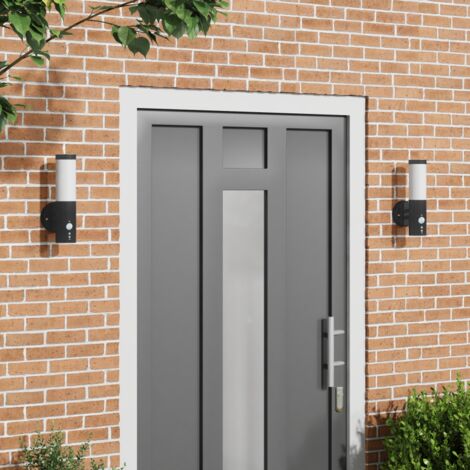 Applique murale extérieure avec capteur 2 pcs Noir Acier inoxydable IP44 (1/5)