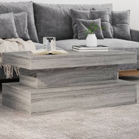 Table basse avec lumières LED gris sonoma 90x50x40 cm vidaXL
