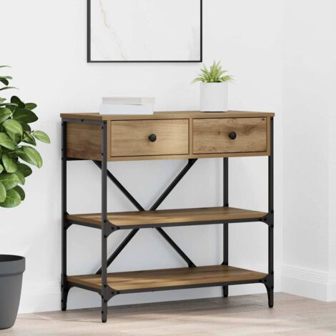 Table console avec tiroir avec étagère Autre Marron bois vidaXL