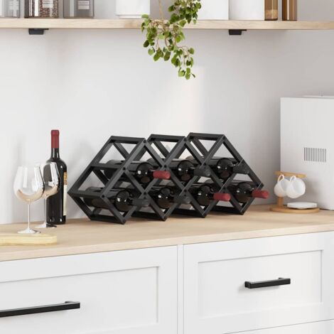 vidaXL Wine Rack Black Oak 63 x 16.5 x 25 cm Powder-Coated Steel (1/5)