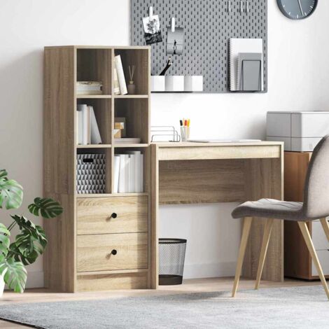 Bureau avec rangement 2 pcs Chêne Sonoma Bois d'ingénierie vidaXL