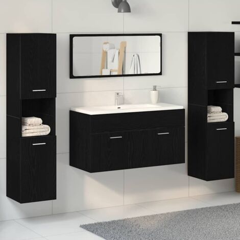 Vidaxl – Ensemble de meubles de salle de bain 4 pcs – Chêne noir – Bois d'ingénierie – Dimensions 41 x 38.5 x 46 cm – Design mural pour gain de place